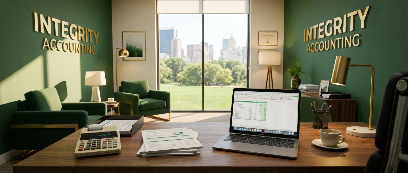 Professional accounting office workspace