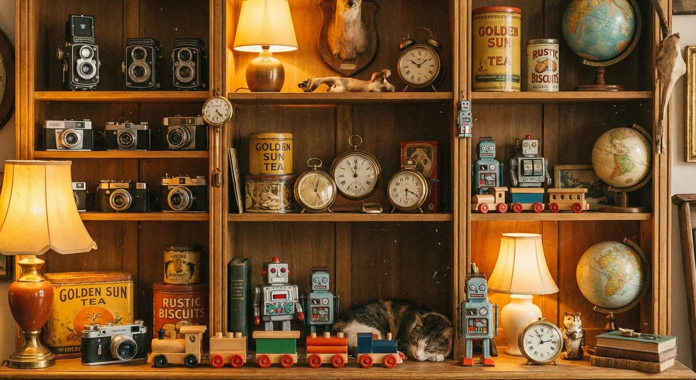 Vintage collectibles arrangement