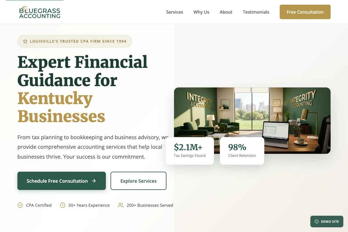 Bluegrass Accounting website preview